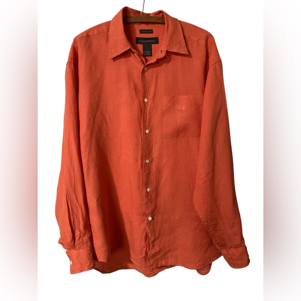Banana Republic Shirt Size L Linen Spring Office Date Easter Business Casual